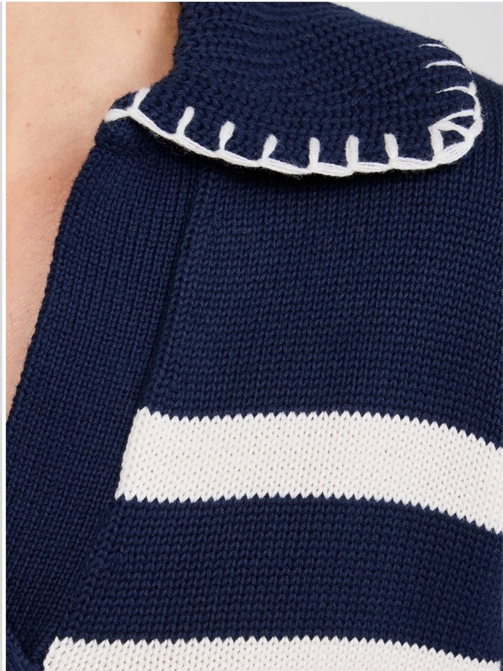 Rails Athena Pullover Bold Navy Blue & Ivory Stripe Sweater Nautical Sporty M - Picture 4 of 9